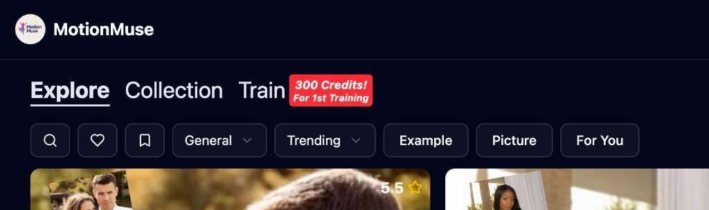 Vista previa de la interfaz de MotionMuse